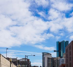 Low angle view of buildings against sky