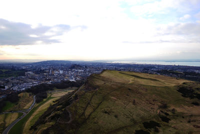 Aerial view of landscape against sky