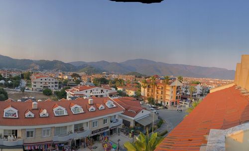 High angle view of townscape against sky