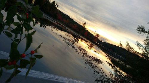 Scenic view of sea at sunset