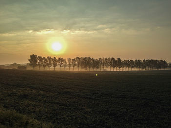Scenic view of field against sky during sunset