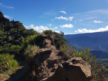 Scenic view of rocky mountains against sky