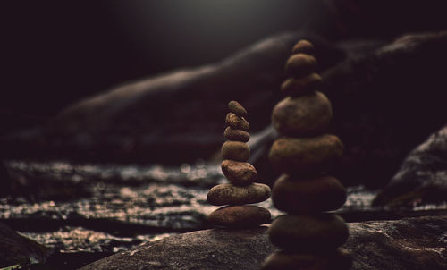 Close-up of balancing rock