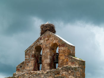 Low angle view of old building against sky