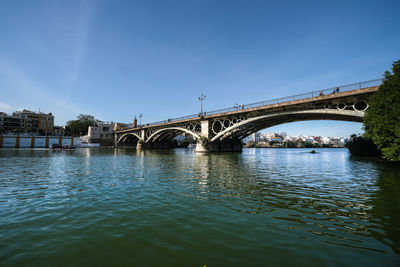 Bridge over river against clear sky