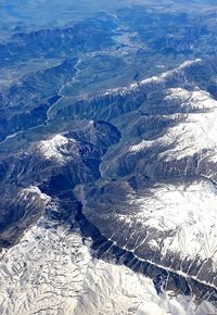 Aerial view of snowcapped mountains