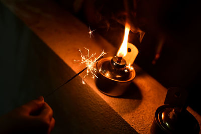 Person holding burning candle