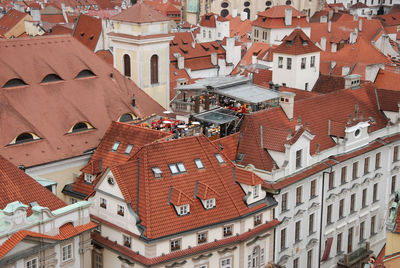 High angle view of buildings in city