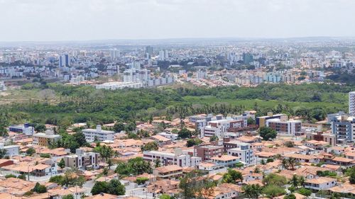 High angle view of cityscape against sky