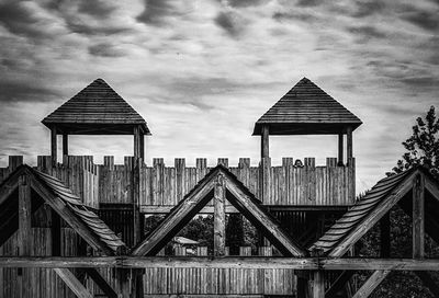 Gazebo by building against sky in city