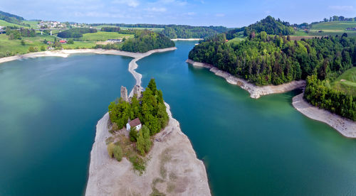 High angle view of river