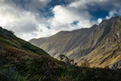 Scenic view of mountains against sky