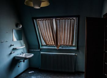 Drying radiator and wash basin in bathroom