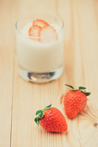 Close-up of strawberries on table