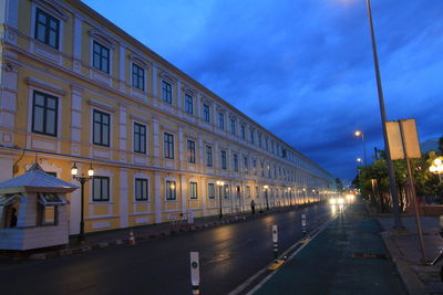 View of illuminated street at night