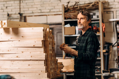 Man working on wood