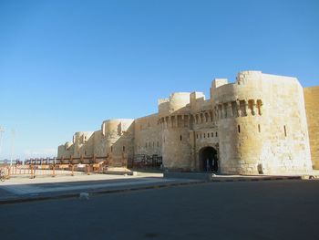 View of historic building against blue sky