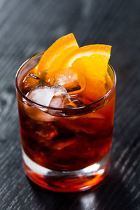 Close-up of drink in glass on table