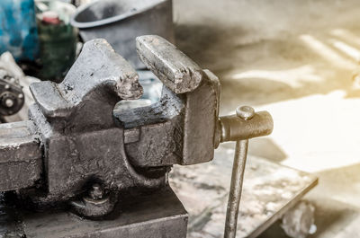 Close-up of industrial equipment in factory