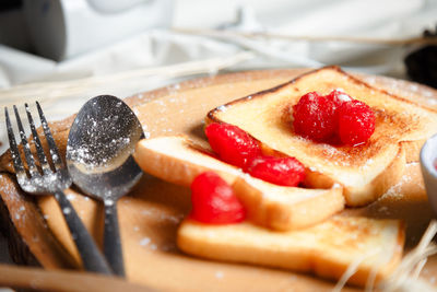 Close-up of strawberries in plate