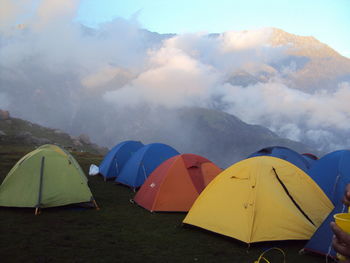 Scenic view of mountains against sky