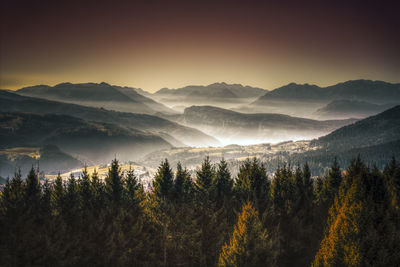 Scenic view of mountains against clear sky