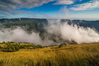 Scenic view of clouds over field