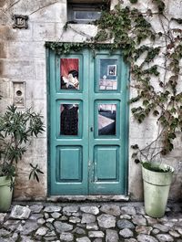 Closed door of building