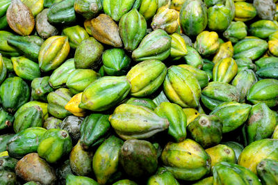 Full frame shot of papayas at market stall