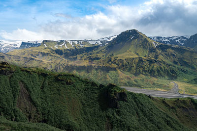 Dramatic clouds coming to the valley of thorsmork, southern iceland. 