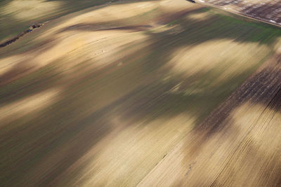 High angle view of sunlight falling on land