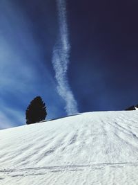 Snow covered land against sky