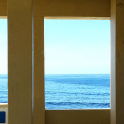 Close-up of sea against clear blue sky