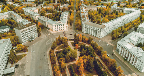 High angle view of city street