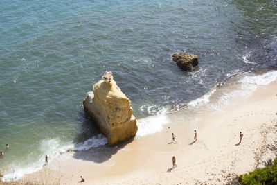 High angle view of people on beach