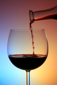 Close-up of red wine in glass
