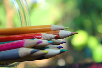 Close-up of colored pencils