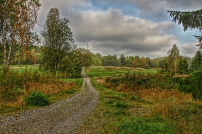 Scenic view of landscape against cloudy sky
