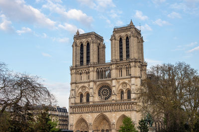 The front with two main towers of cathedral notre dame, paris, france