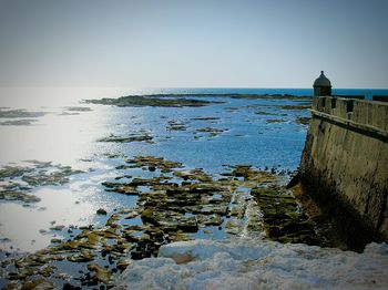 Scenic view of sea against clear sky