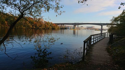 Bridge over river against sky