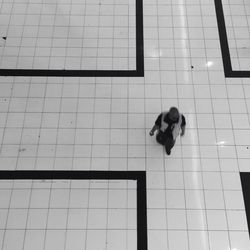 High angle view of man walking