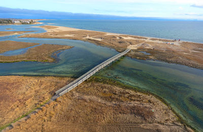 High angle view of sea against sky