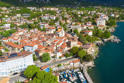 Aerial view of lovran town in croatia