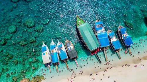 High angle view of people at beach