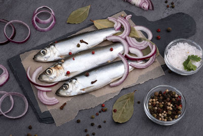 High angle view of food on table