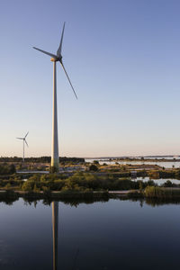 Wind turbines at dusk