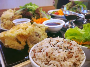 Close-up of food served in plate