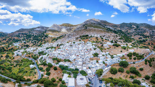 High angle view of townscape against sky