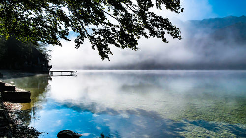 Scenic view of lake against sky